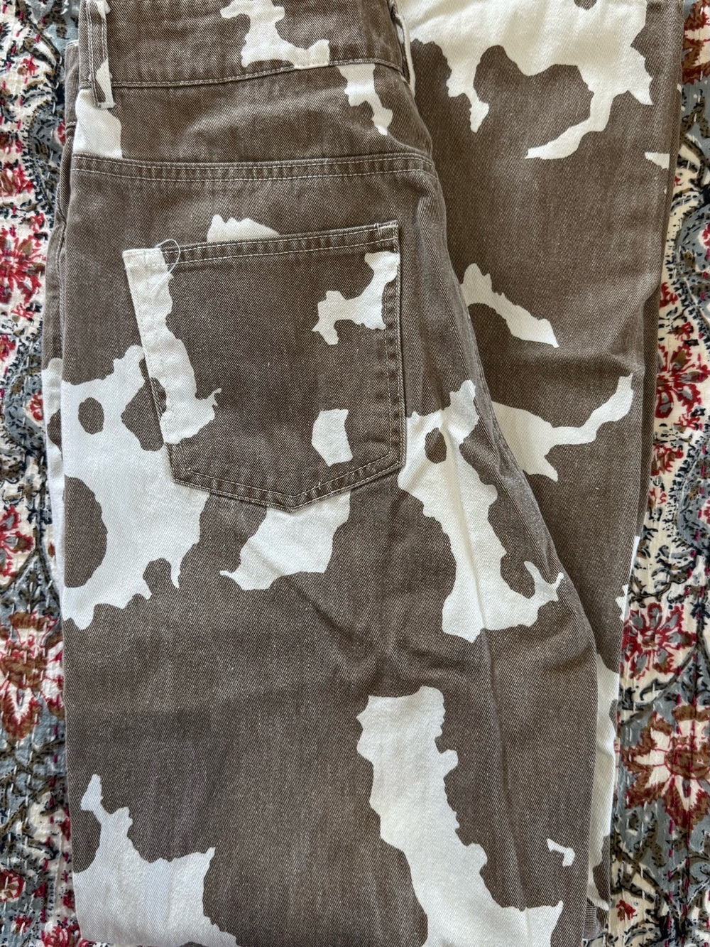 12th Tribe Midland Cow Print Jeans - Picture 3 of 4